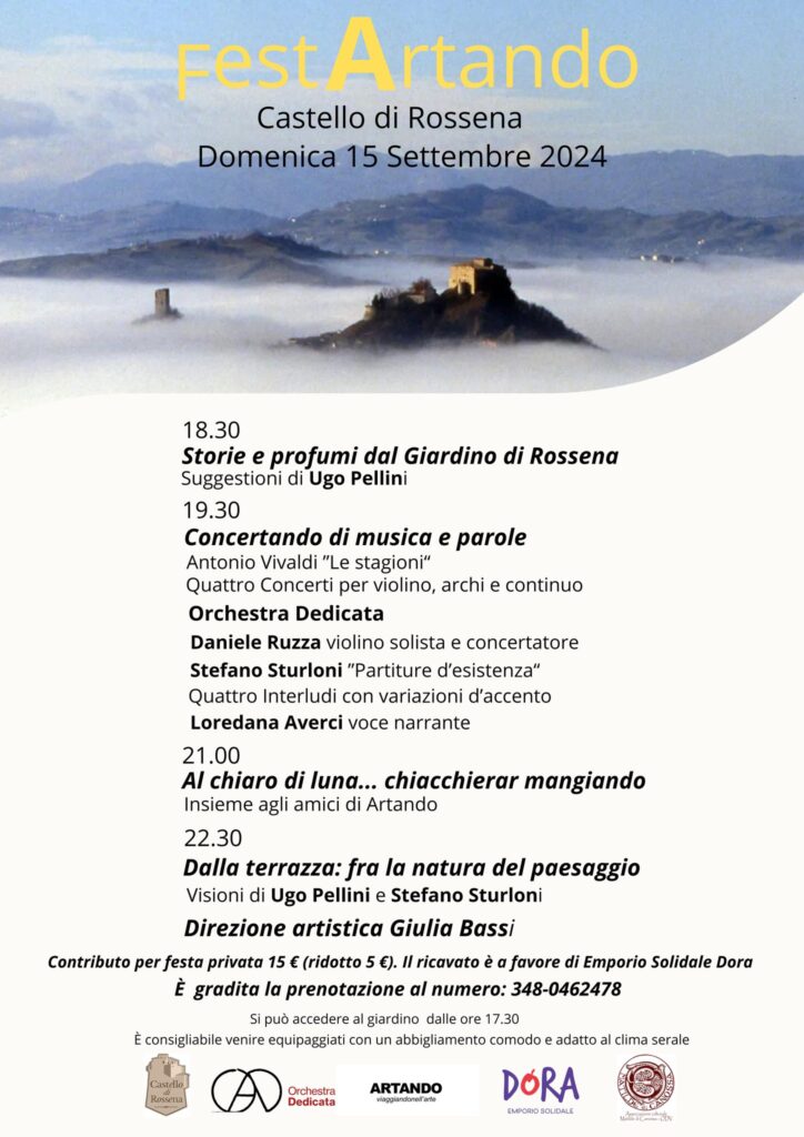 Invito a FestArtando domenica 15 settembre al Castello di Rossena